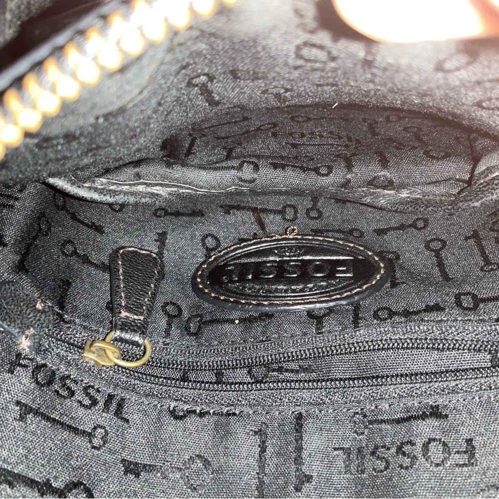 Fossil Black Leather Crossbody with Brass Accent - Picture 8 of 16